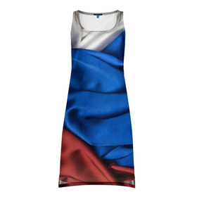 Платье-майка 3D с принтом Российский Триколор в Белгороде, 100% полиэстер | полуприлегающий силуэт, широкие бретели, круглый вырез горловины, удлиненный подол сзади. | текстура | ткань