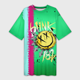 Платье-футболка 3D с принтом Blink 182 в Белгороде,  |  | blink | альтернативный рок | блинк | зеленый | линии | марк хоппус | музыка | мэтт скиба | панк | панк рок | песни | полосы | поп панк | рок | скейт панк | смайл | трэвис баркер