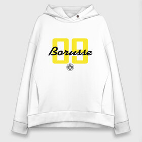 Женское худи Oversize хлопок с принтом Borussia Dortmund - Borusse 09 (New 2018 Design) в Белгороде, френч-терри — 70% хлопок, 30% полиэстер. Мягкий теплый начес внутри —100% хлопок | боковые карманы, эластичные манжеты и нижняя кромка, капюшон на магнитной кнопке | боруссия дортмунд