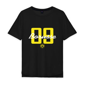 Мужская футболка хлопок Oversize с принтом Borussia Dortmund - Borusse 09, for black (New 2018 Design) в Белгороде, 100% хлопок | свободный крой, круглый ворот, “спинка” длиннее передней части | боруссия дортмунд