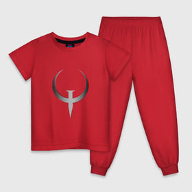 Детская пижама хлопок с принтом Quake Champions - Logo в Белгороде, 100% хлопок |  брюки и футболка прямого кроя, без карманов, на брюках мягкая резинка на поясе и по низу штанин
 | cq | q1 | q2 | q3 | quake champions | quake live