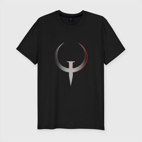 Мужская футболка премиум с принтом Quake Champions - Logo в Белгороде, 92% хлопок, 8% лайкра | приталенный силуэт, круглый вырез ворота, длина до линии бедра, короткий рукав | cq | q1 | q2 | q3 | quake champions | quake live