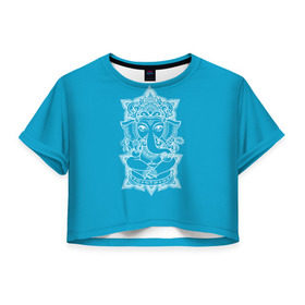 Женская футболка 3D укороченная с принтом India в Белгороде, 100% полиэстер | круглая горловина, длина футболки до линии талии, рукава с отворотами | india | будда | буддизм | индия | символика индии | слон | хинди