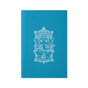 Обложка для паспорта матовая кожа с принтом India в Белгороде, натуральная матовая кожа | размер 19,3 х 13,7 см; прозрачные пластиковые крепления | india | будда | буддизм | индия | символика индии | слон | хинди