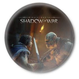 Значок с принтом Shadow of War 8 в Белгороде,  металл | круглая форма, металлическая застежка в виде булавки | Тематика изображения на принте: lord of the rings