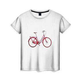 Женская футболка 3D с принтом Велосипед в Белгороде, 100% полиэфир ( синтетическое хлопкоподобное полотно) | прямой крой, круглый вырез горловины, длина до линии бедер | bicycle | байсикл | велик | красный | москва | педали