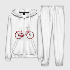 Мужской костюм 3D с принтом Велосипед в Белгороде, 100% полиэстер | Манжеты и пояс оформлены тканевой резинкой, двухслойный капюшон со шнурком для регулировки, карманы спереди | bicycle | байсикл | велик | красный | москва | педали