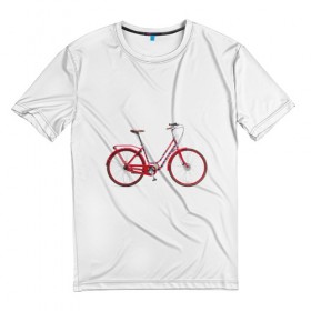 Мужская футболка 3D с принтом Велосипед в Белгороде, 100% полиэфир | прямой крой, круглый вырез горловины, длина до линии бедер | bicycle | байсикл | велик | красный | москва | педали