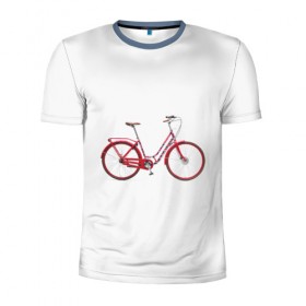 Мужская футболка 3D спортивная с принтом Велосипед в Белгороде, 100% полиэстер с улучшенными характеристиками | приталенный силуэт, круглая горловина, широкие плечи, сужается к линии бедра | bicycle | байсикл | велик | красный | москва | педали