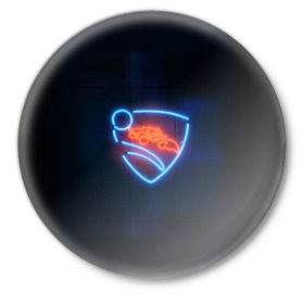 Значок с принтом Rocket League в Белгороде,  металл | круглая форма, металлическая застежка в виде булавки | rocket league