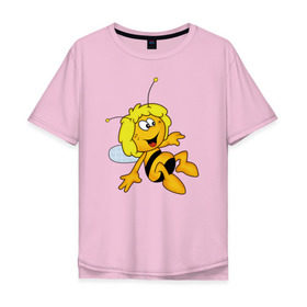 Мужская футболка хлопок Oversize с принтом пчелка Майя в Белгороде, 100% хлопок | свободный крой, круглый ворот, “спинка” длиннее передней части | Тематика изображения на принте: вилли | майя | мая | пчелка | пчёлка майя | флип