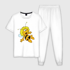Мужская пижама хлопок с принтом пчелка Майя в Белгороде, 100% хлопок | брюки и футболка прямого кроя, без карманов, на брюках мягкая резинка на поясе и по низу штанин
 | Тематика изображения на принте: вилли | майя | мая | пчелка | пчёлка майя | флип