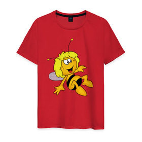 Мужская футболка хлопок с принтом пчелка Майя в Белгороде, 100% хлопок | прямой крой, круглый вырез горловины, длина до линии бедер, слегка спущенное плечо. | Тематика изображения на принте: вилли | майя | мая | пчелка | пчёлка майя | флип