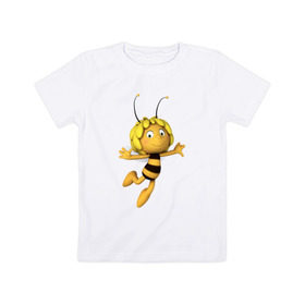 Детская футболка хлопок с принтом пчелка Майя в Белгороде, 100% хлопок | круглый вырез горловины, полуприлегающий силуэт, длина до линии бедер | вилли | майя | мая | пчелка | пчёлка майя | флип
