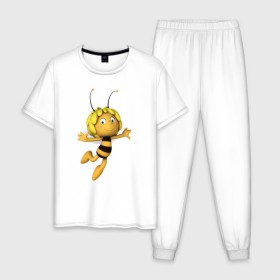 Мужская пижама хлопок с принтом пчелка Майя в Белгороде, 100% хлопок | брюки и футболка прямого кроя, без карманов, на брюках мягкая резинка на поясе и по низу штанин
 | Тематика изображения на принте: вилли | майя | мая | пчелка | пчёлка майя | флип