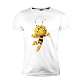 Мужская футболка премиум с принтом пчелка Майя в Белгороде, 92% хлопок, 8% лайкра | приталенный силуэт, круглый вырез ворота, длина до линии бедра, короткий рукав | вилли | майя | мая | пчелка | пчёлка майя | флип