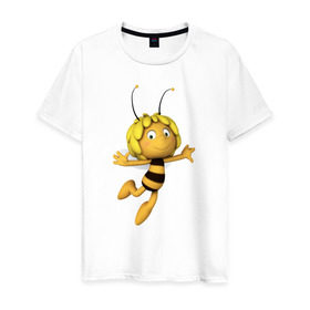 Мужская футболка хлопок с принтом пчелка Майя в Белгороде, 100% хлопок | прямой крой, круглый вырез горловины, длина до линии бедер, слегка спущенное плечо. | вилли | майя | мая | пчелка | пчёлка майя | флип