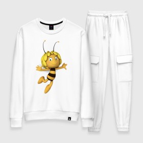 Женский костюм хлопок с принтом пчелка Майя в Белгороде, 100% хлопок | на свитшоте круглая горловина, мягкая резинка по низу. Брюки заужены к низу, на них два вида карманов: два 