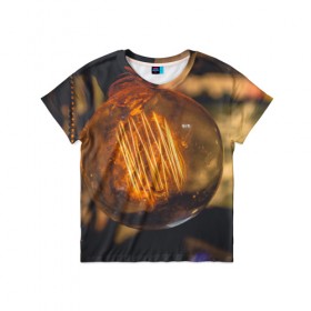 Детская футболка 3D с принтом Лампа в Белгороде, 100% гипоаллергенный полиэфир | прямой крой, круглый вырез горловины, длина до линии бедер, чуть спущенное плечо, ткань немного тянется | лампа | лампочка | ночь | свет | стекло | электричество | яркий