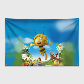 Флаг-баннер с принтом Пчелка Майя в Белгороде, 100% полиэстер | размер 67 х 109 см, плотность ткани — 95 г/м2; по краям флага есть четыре люверса для крепления | вилли | майя | мая | пчелка | пчёлка майя | флип