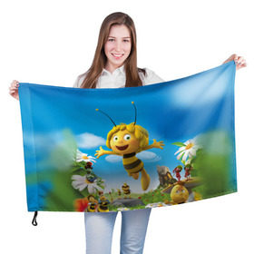 Флаг 3D с принтом Пчелка Майя в Белгороде, 100% полиэстер | плотность ткани — 95 г/м2, размер — 67 х 109 см. Принт наносится с одной стороны | вилли | майя | мая | пчелка | пчёлка майя | флип