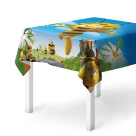 Скатерть 3D с принтом Пчелка Майя в Белгороде, 100% полиэстер (ткань не мнется и не растягивается) | Размер: 150*150 см | Тематика изображения на принте: вилли | майя | мая | пчелка | пчёлка майя | флип
