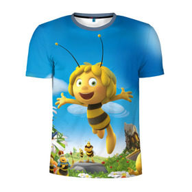 Мужская футболка 3D спортивная с принтом Пчелка Майя в Белгороде, 100% полиэстер с улучшенными характеристиками | приталенный силуэт, круглая горловина, широкие плечи, сужается к линии бедра | вилли | майя | мая | пчелка | пчёлка майя | флип