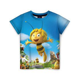 Детская футболка 3D с принтом Пчелка Майя в Белгороде, 100% гипоаллергенный полиэфир | прямой крой, круглый вырез горловины, длина до линии бедер, чуть спущенное плечо, ткань немного тянется | вилли | майя | мая | пчелка | пчёлка майя | флип