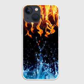 Чехол для iPhone 13 mini с принтом Две стихии в Белгороде,  |  | cold | fire | ice | вода water | лёд | огонь | пламя | стихиz | холод