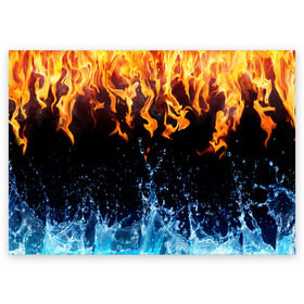 Поздравительная открытка с принтом Две стихии в Белгороде, 100% бумага | плотность бумаги 280 г/м2, матовая, на обратной стороне линовка и место для марки
 | Тематика изображения на принте: cold | fire | ice | вода water | лёд | огонь | пламя | стихиz | холод