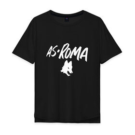 Мужская футболка хлопок Oversize с принтом A S Roma - White Graphic в Белгороде, 100% хлопок | свободный крой, круглый ворот, “спинка” длиннее передней части | 