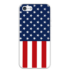 Чехол для iPhone 5/5S матовый с принтом Флаг США в Белгороде, Силикон | Область печати: задняя сторона чехла, без боковых панелей | Тематика изображения на принте: flag | usa | патриотизм | сша | флаг