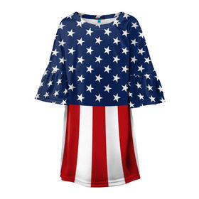 Детское платье 3D с принтом Флаг США в Белгороде, 100% полиэстер | прямой силуэт, чуть расширенный к низу. Круглая горловина, на рукавах — воланы | flag | usa | патриотизм | сша | флаг