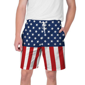 Мужские шорты 3D с принтом Флаг США в Белгороде,  полиэстер 100% | прямой крой, два кармана без застежек по бокам. Мягкая трикотажная резинка на поясе, внутри которой широкие завязки. Длина чуть выше колен | flag | usa | патриотизм | сша | флаг