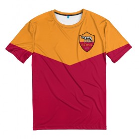 Мужская футболка 3D с принтом A S Roma - Yellow and Red в Белгороде, 100% полиэфир | прямой крой, круглый вырез горловины, длина до линии бедер | Тематика изображения на принте: рим | рома