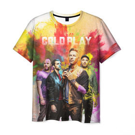 Мужская футболка 3D с принтом Coldplay в Белгороде, 100% полиэфир | прямой крой, круглый вырез горловины, длина до линии бедер | cold play | rock | колд плей | колд плэй | колдплей | колдплэй | рок