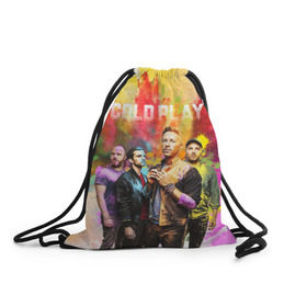 Рюкзак-мешок 3D с принтом Coldplay в Белгороде, 100% полиэстер | плотность ткани — 200 г/м2, размер — 35 х 45 см; лямки — толстые шнурки, застежка на шнуровке, без карманов и подкладки | cold play | rock | колд плей | колд плэй | колдплей | колдплэй | рок