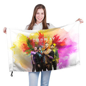 Флаг 3D с принтом Coldplay в Белгороде, 100% полиэстер | плотность ткани — 95 г/м2, размер — 67 х 109 см. Принт наносится с одной стороны | cold play | rock | колд плей | колд плэй | колдплей | колдплэй | рок