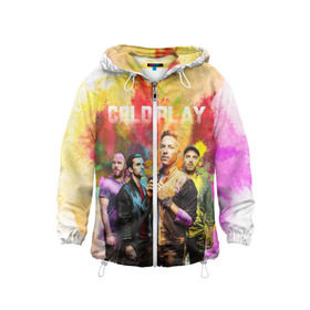 Детская ветровка 3D с принтом Coldplay в Белгороде, 100% полиэстер | подол и капюшон оформлены резинкой с фиксаторами, по бокам два кармана без застежек, один потайной карман на груди | cold play | rock | колд плей | колд плэй | колдплей | колдплэй | рок