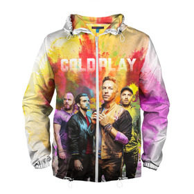 Мужская ветровка 3D с принтом Coldplay в Белгороде, 100% полиэстер | подол и капюшон оформлены резинкой с фиксаторами, два кармана без застежек по бокам, один потайной карман на груди | cold play | rock | колд плей | колд плэй | колдплей | колдплэй | рок