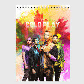 Скетчбук с принтом Coldplay в Белгороде, 100% бумага
 | 48 листов, плотность листов — 100 г/м2, плотность картонной обложки — 250 г/м2. Листы скреплены сверху удобной пружинной спиралью | cold play | rock | колд плей | колд плэй | колдплей | колдплэй | рок