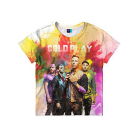 Детская футболка 3D с принтом Coldplay в Белгороде, 100% гипоаллергенный полиэфир | прямой крой, круглый вырез горловины, длина до линии бедер, чуть спущенное плечо, ткань немного тянется | cold play | rock | колд плей | колд плэй | колдплей | колдплэй | рок