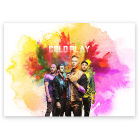 Поздравительная открытка с принтом Coldplay в Белгороде, 100% бумага | плотность бумаги 280 г/м2, матовая, на обратной стороне линовка и место для марки
 | cold play | rock | колд плей | колд плэй | колдплей | колдплэй | рок