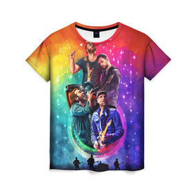 Женская футболка 3D с принтом Coldplay в Белгороде, 100% полиэфир ( синтетическое хлопкоподобное полотно) | прямой крой, круглый вырез горловины, длина до линии бедер | 