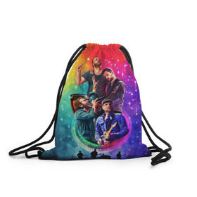 Рюкзак-мешок 3D с принтом Coldplay в Белгороде, 100% полиэстер | плотность ткани — 200 г/м2, размер — 35 х 45 см; лямки — толстые шнурки, застежка на шнуровке, без карманов и подкладки | 
