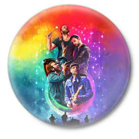 Значок с принтом Coldplay в Белгороде,  металл | круглая форма, металлическая застежка в виде булавки | 