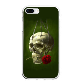 Чехол для iPhone 7Plus/8 Plus матовый с принтом Череп и роза в Белгороде, Силикон | Область печати: задняя сторона чехла, без боковых панелей | кости | роза | скелет | хэллоуин | цветок | цветы | череп