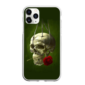 Чехол для iPhone 11 Pro матовый с принтом Череп и роза в Белгороде, Силикон |  | кости | роза | скелет | хэллоуин | цветок | цветы | череп