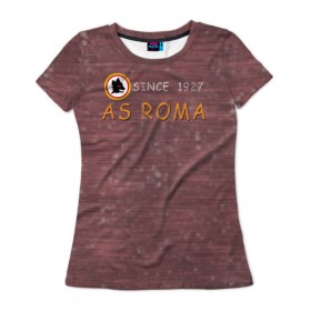 Женская футболка 3D с принтом A S Roma - Vintage No.3 в Белгороде, 100% полиэфир ( синтетическое хлопкоподобное полотно) | прямой крой, круглый вырез горловины, длина до линии бедер | Тематика изображения на принте: рим | рома