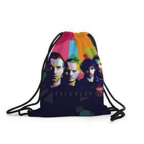 Рюкзак-мешок 3D с принтом Coldplay в Белгороде, 100% полиэстер | плотность ткани — 200 г/м2, размер — 35 х 45 см; лямки — толстые шнурки, застежка на шнуровке, без карманов и подкладки | cold play | rock | колд плей | колд плэй | колдплей | колдплэй | рок
